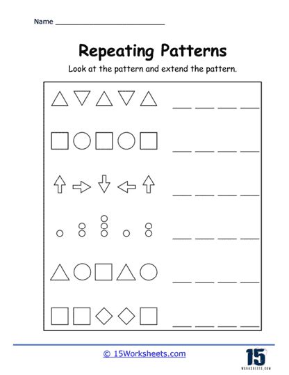 repeating pattern worksheet|Repeating Patterns Worksheet .
